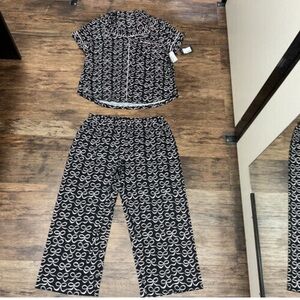 New Kate Spade Black Pink Bow Pajama Set